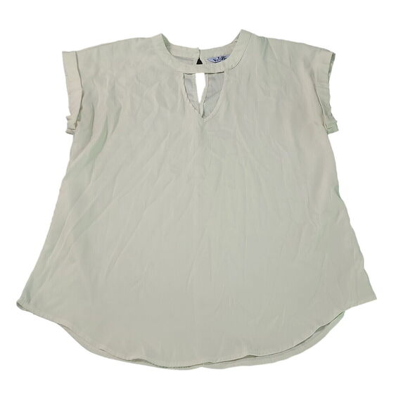 Vylette Womens Blouse Egg Shell Size Large Polyester Blend Cap Sleeve Stretch - Picture 1 of 12